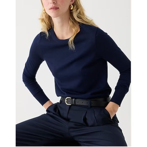 J. Crew Sweaters - J Crew Halle Crewneck Sweater Navy Women's Medium Merino Wool